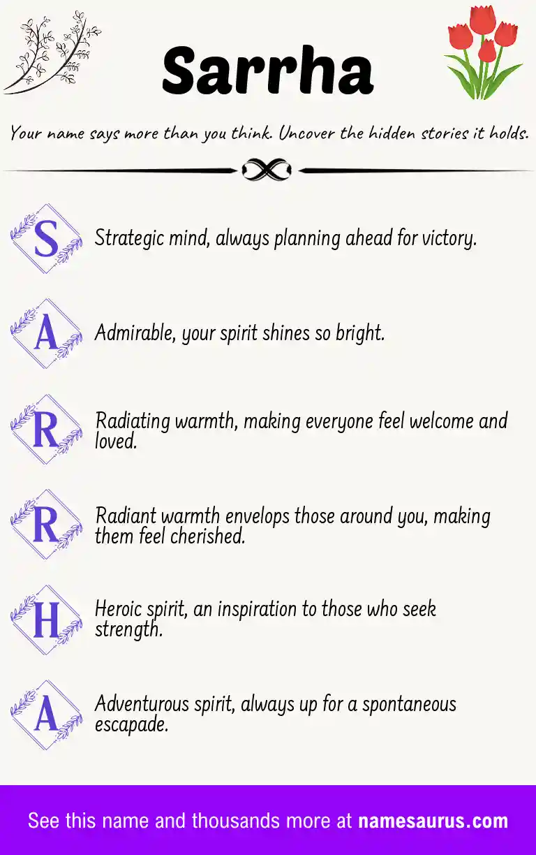 Acrostic poem about Sarrha.