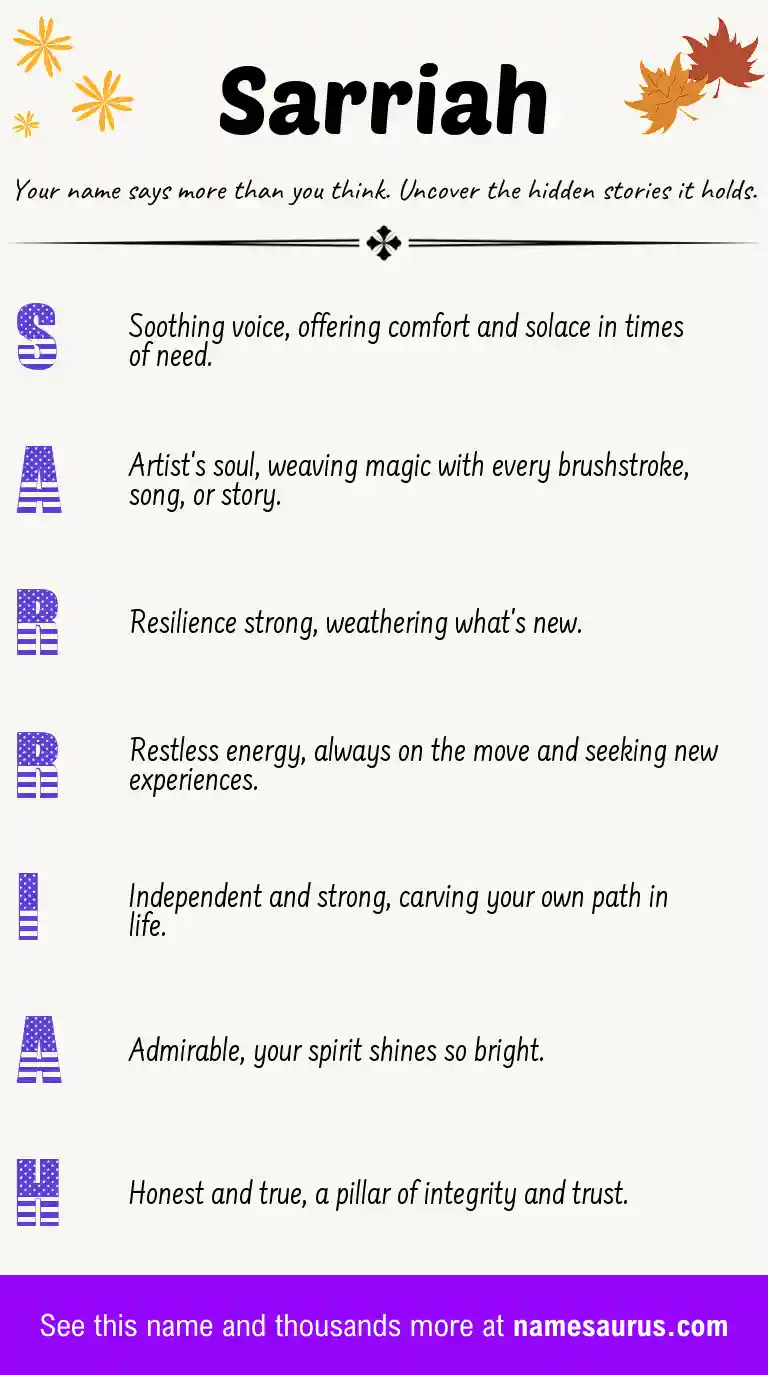 Acrostic poem about Sarriah.