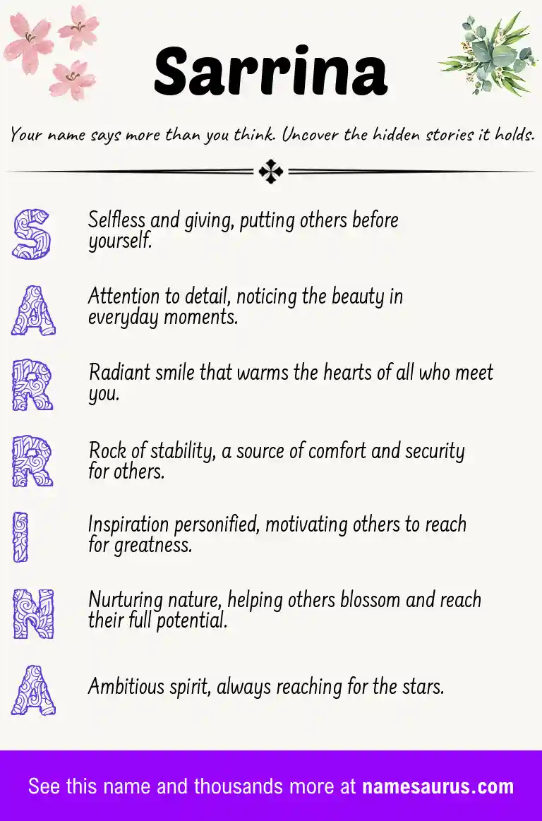 Acrostic poem about Sarrina.