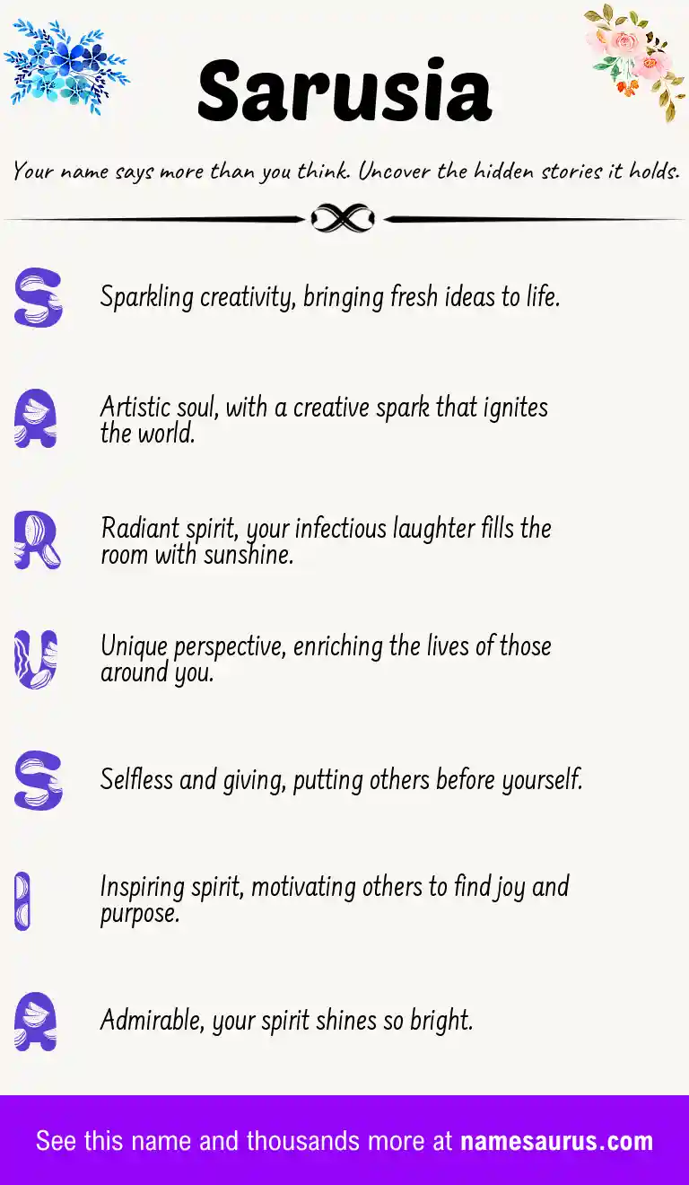 Acrostic poem about Sarusia.