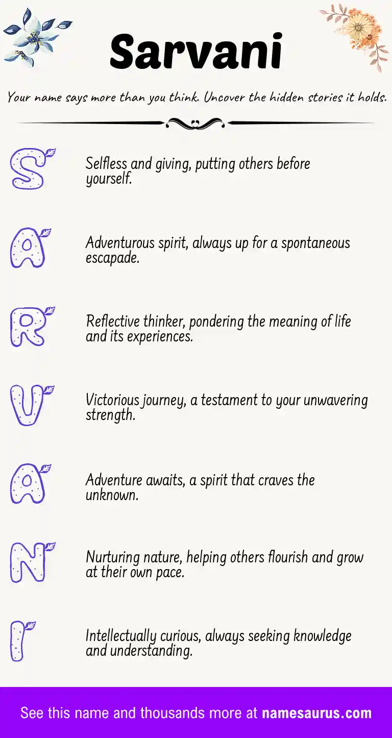 Acrostic poem about Sarvani.