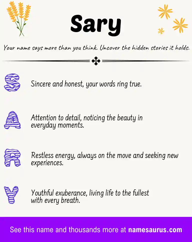 Acrostic poem about Sary.