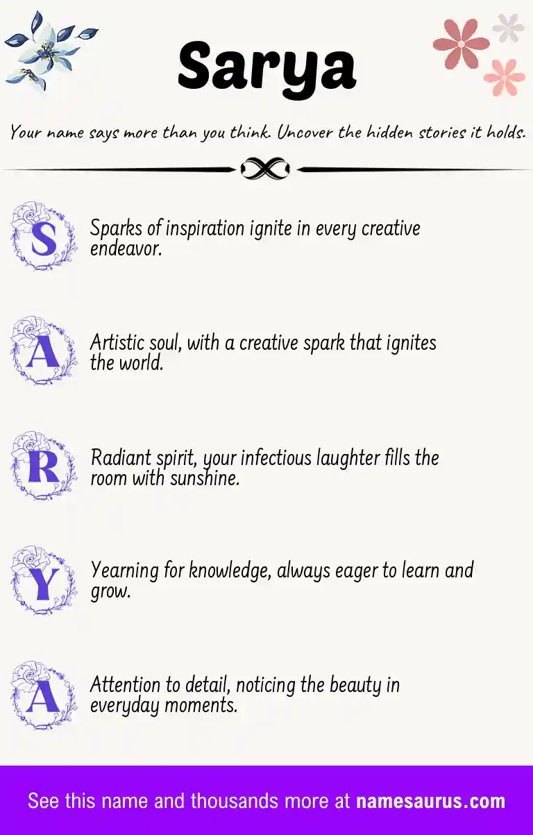 Acrostic poem about Sarya.