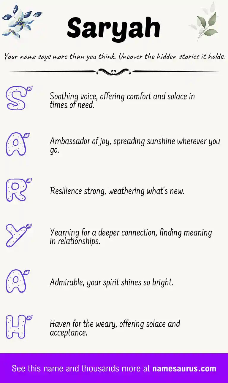 Acrostic poem about Saryah.