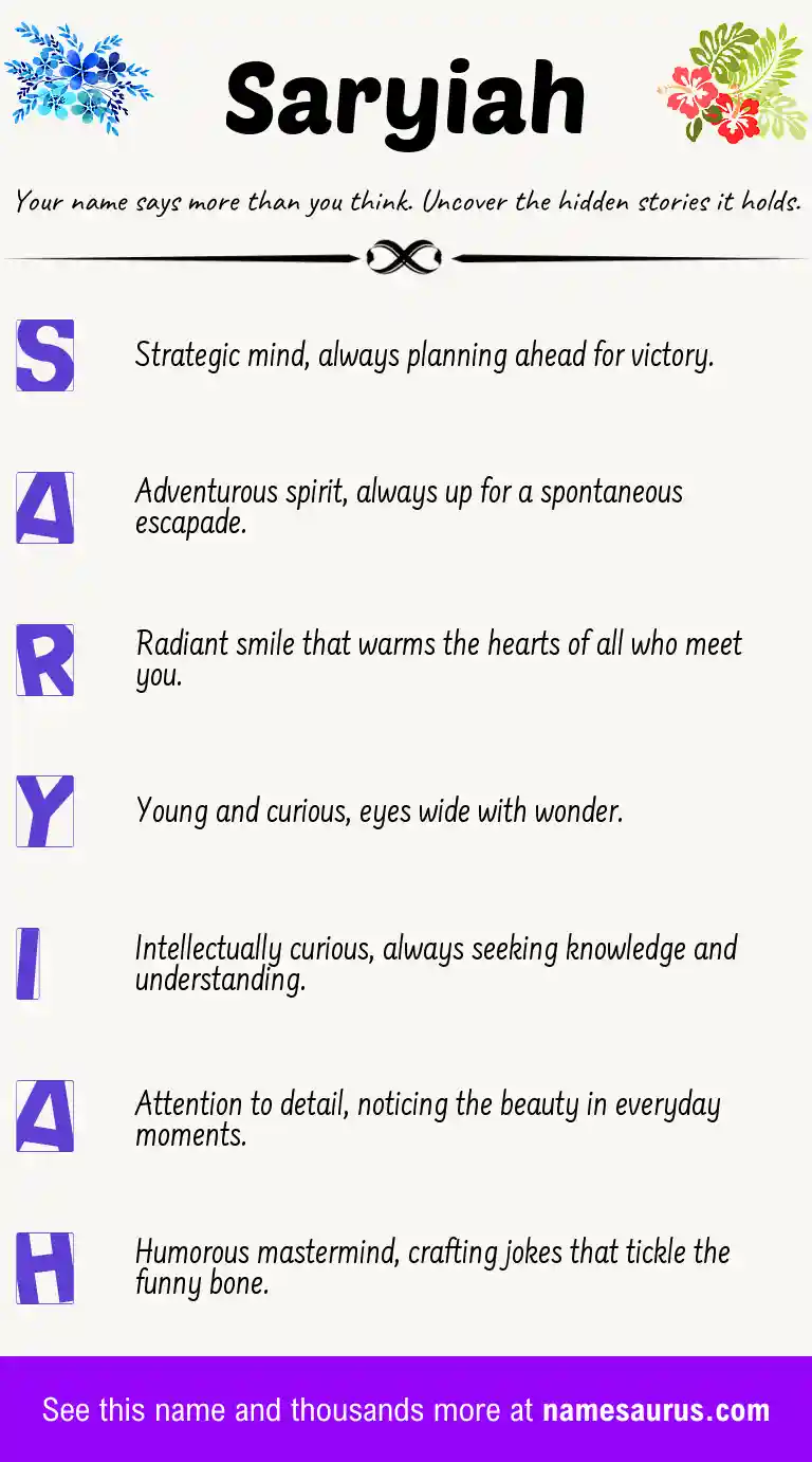 Acrostic poem about Saryiah.