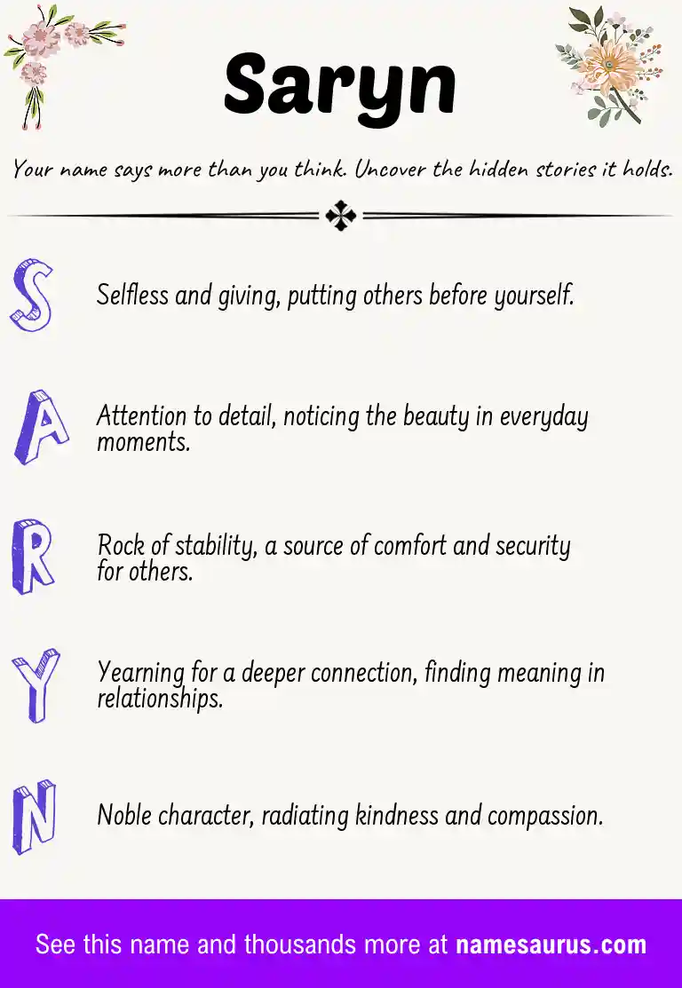 Acrostic poem about Saryn.