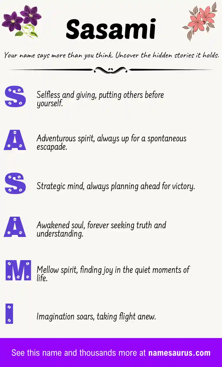 Acrostic poem about Sasami.