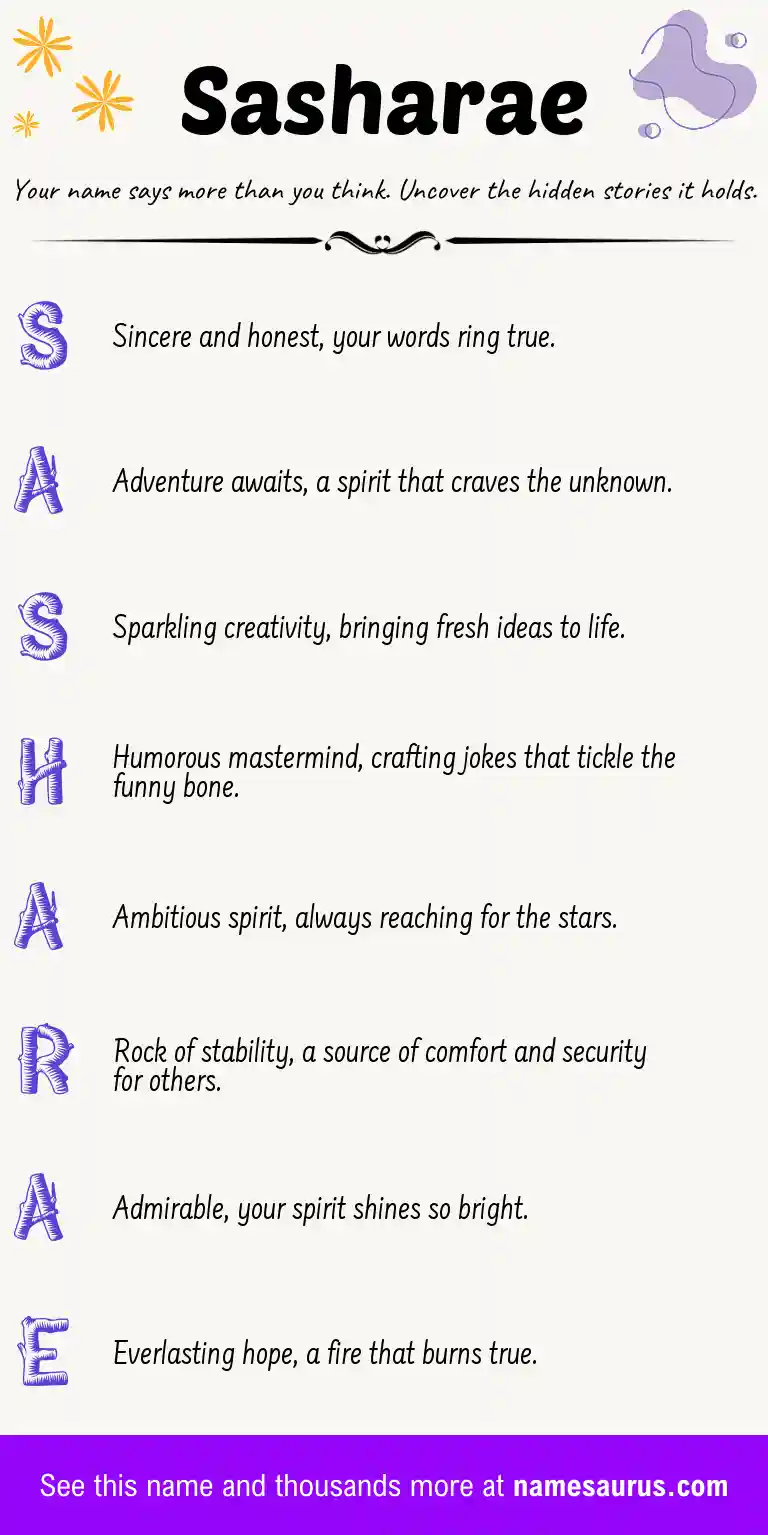 Acrostic poem about Sasharae.