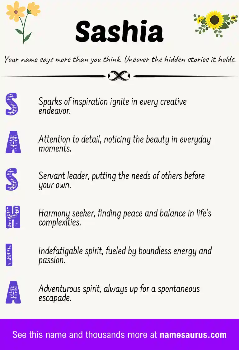Acrostic poem about Sashia.