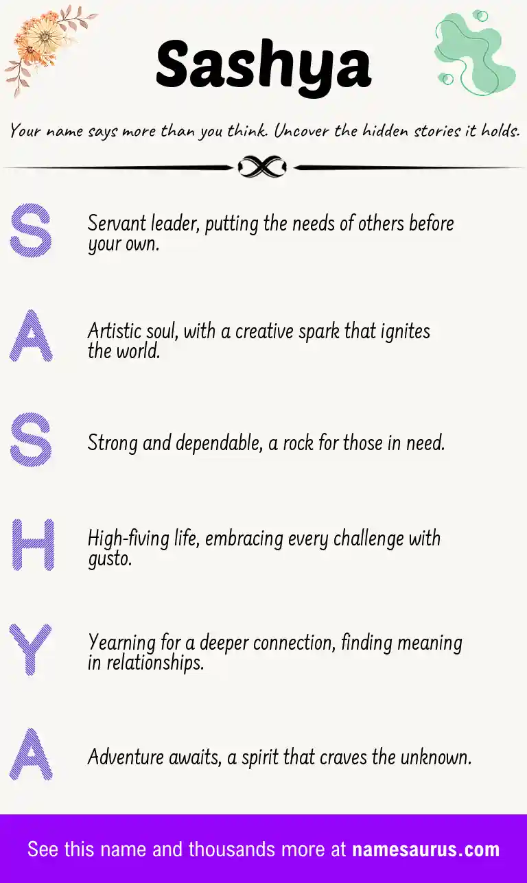 Acrostic poem about Sashya.