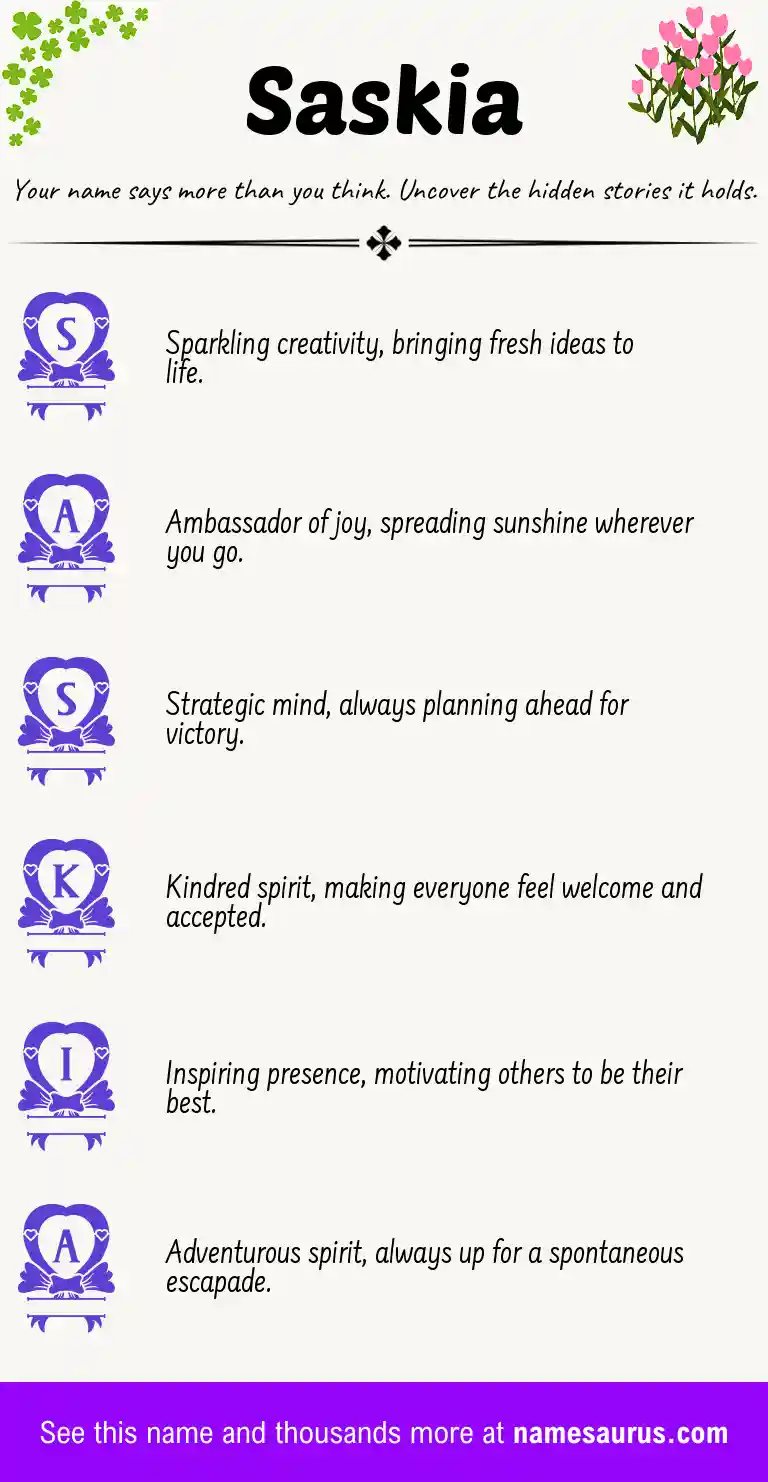 Acrostic poem about Saskia.