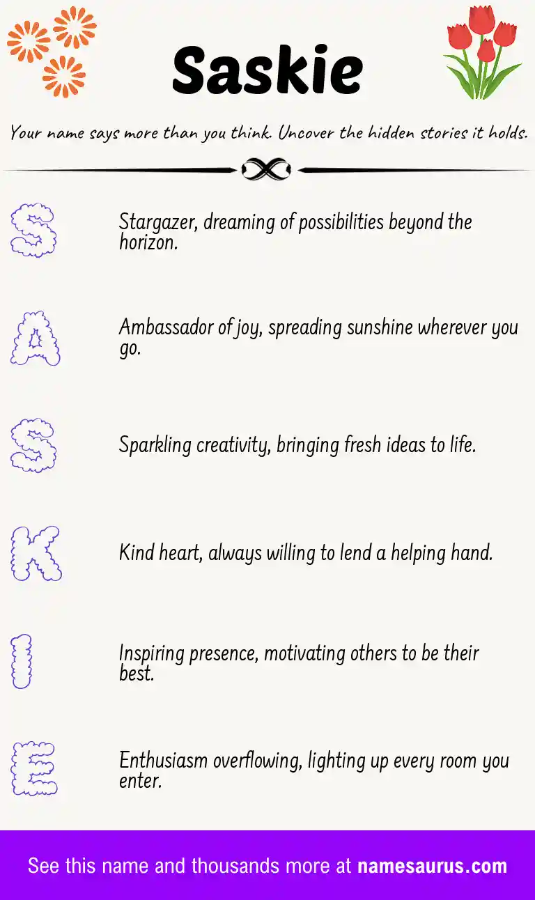 Acrostic poem about Saskie.
