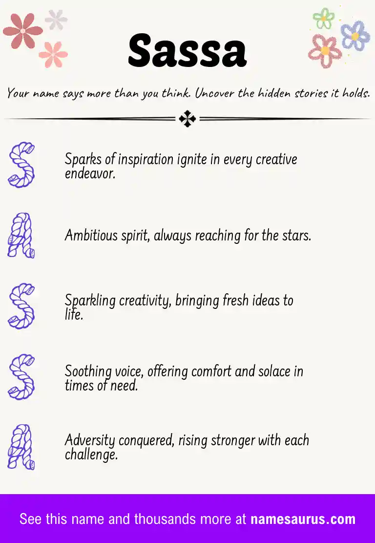 Acrostic poem about Sassa.