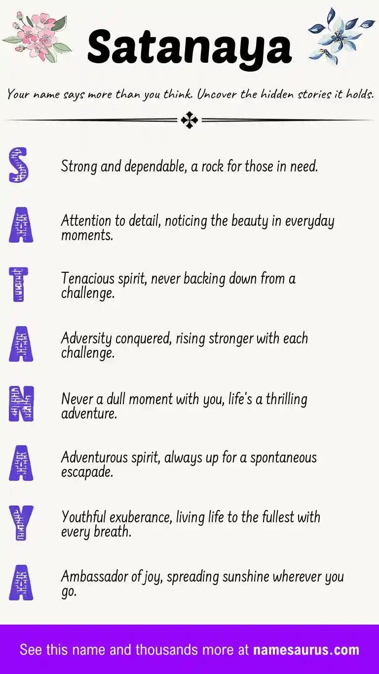 Acrostic poem about Satanaya.