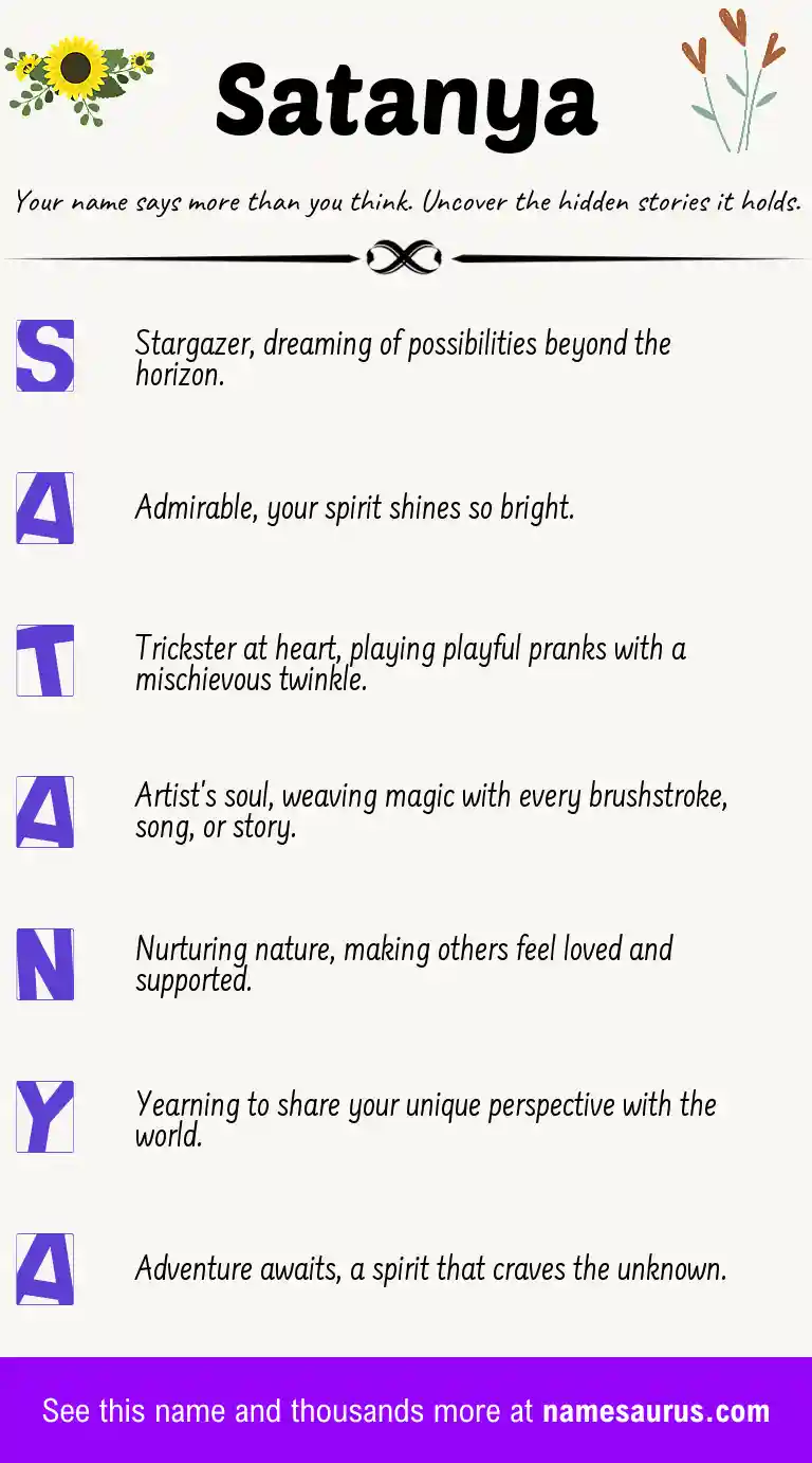 Acrostic poem about Satanya.
