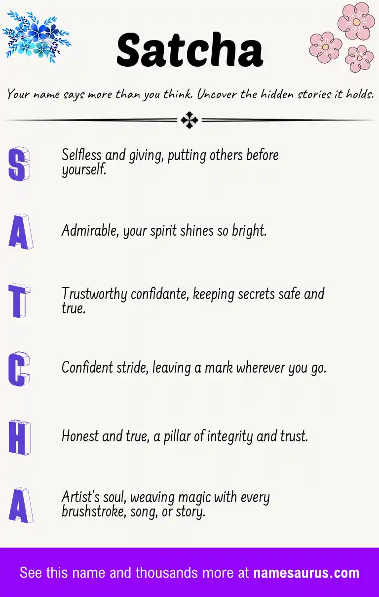 Acrostic poem about Satcha.
