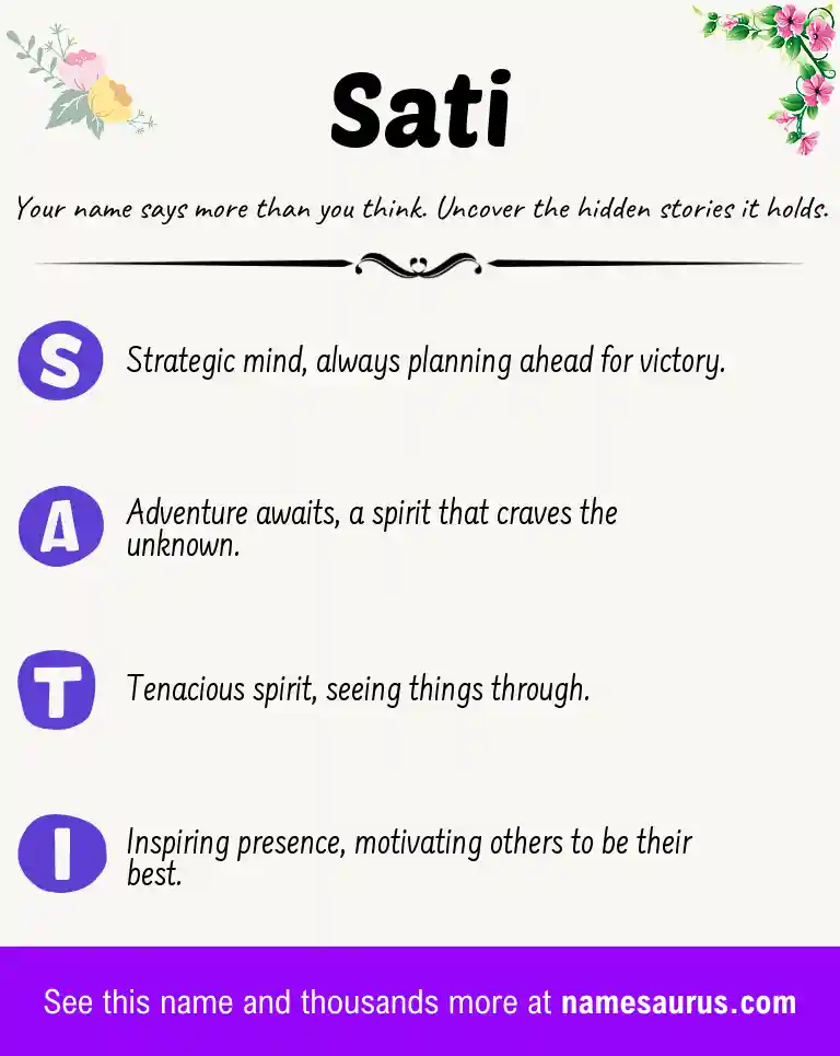 Acrostic poem about Sati.