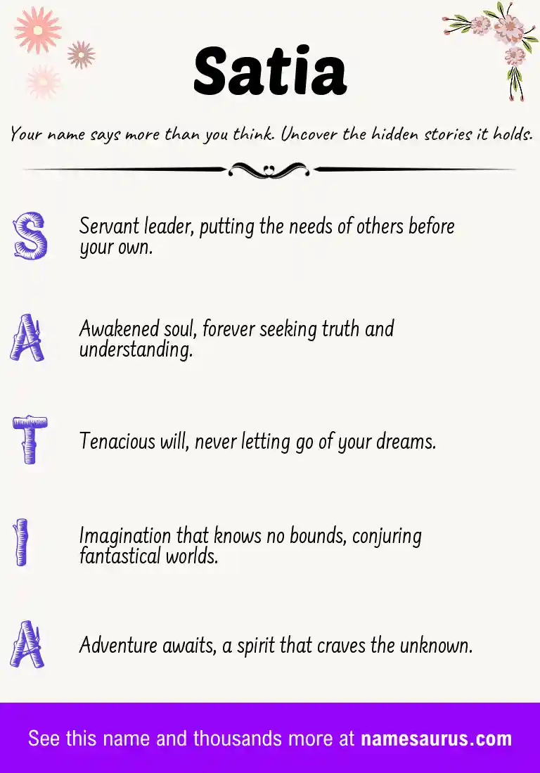 Acrostic poem about Satia.
