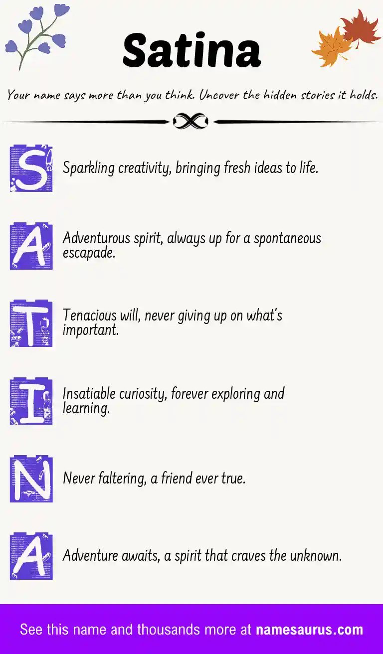 Acrostic poem about Satina.