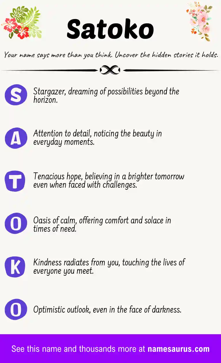 Acrostic poem about Satoko.
