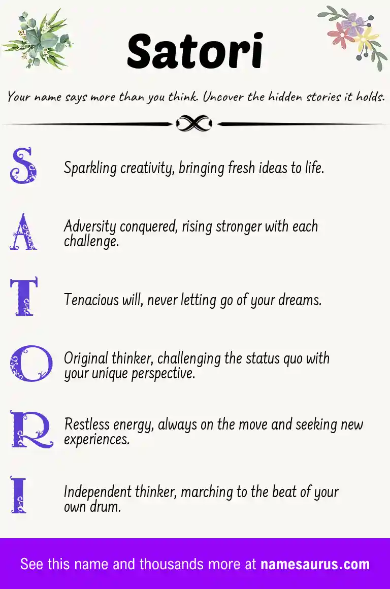 Acrostic poem about Satori.
