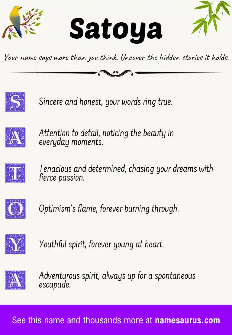 Acrostic poem about Satoya.