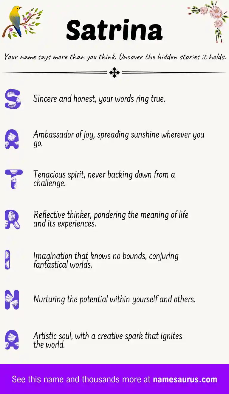 Acrostic poem about Satrina.