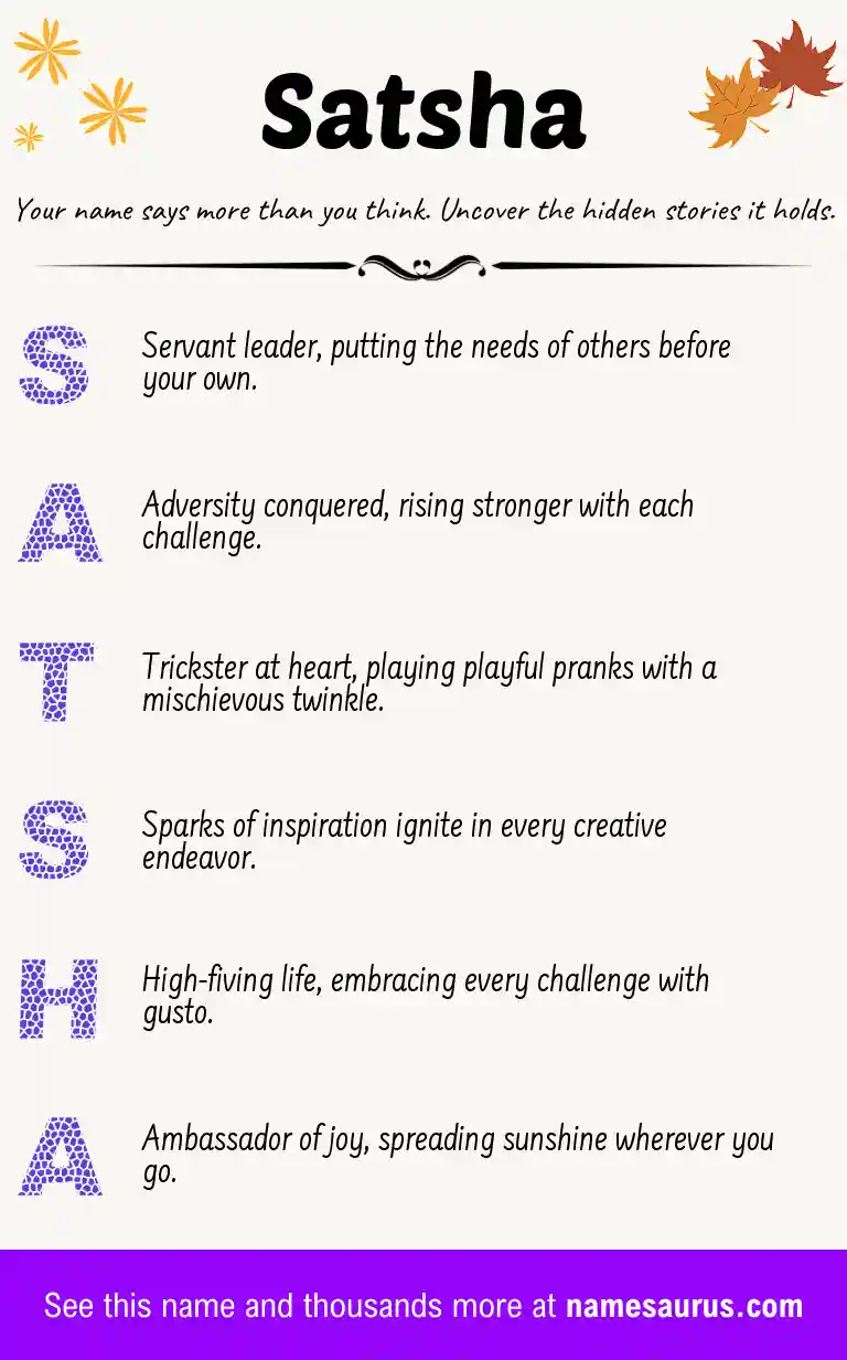 Acrostic poem about Satsha.