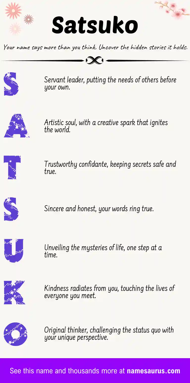 Acrostic poem about Satsuko.