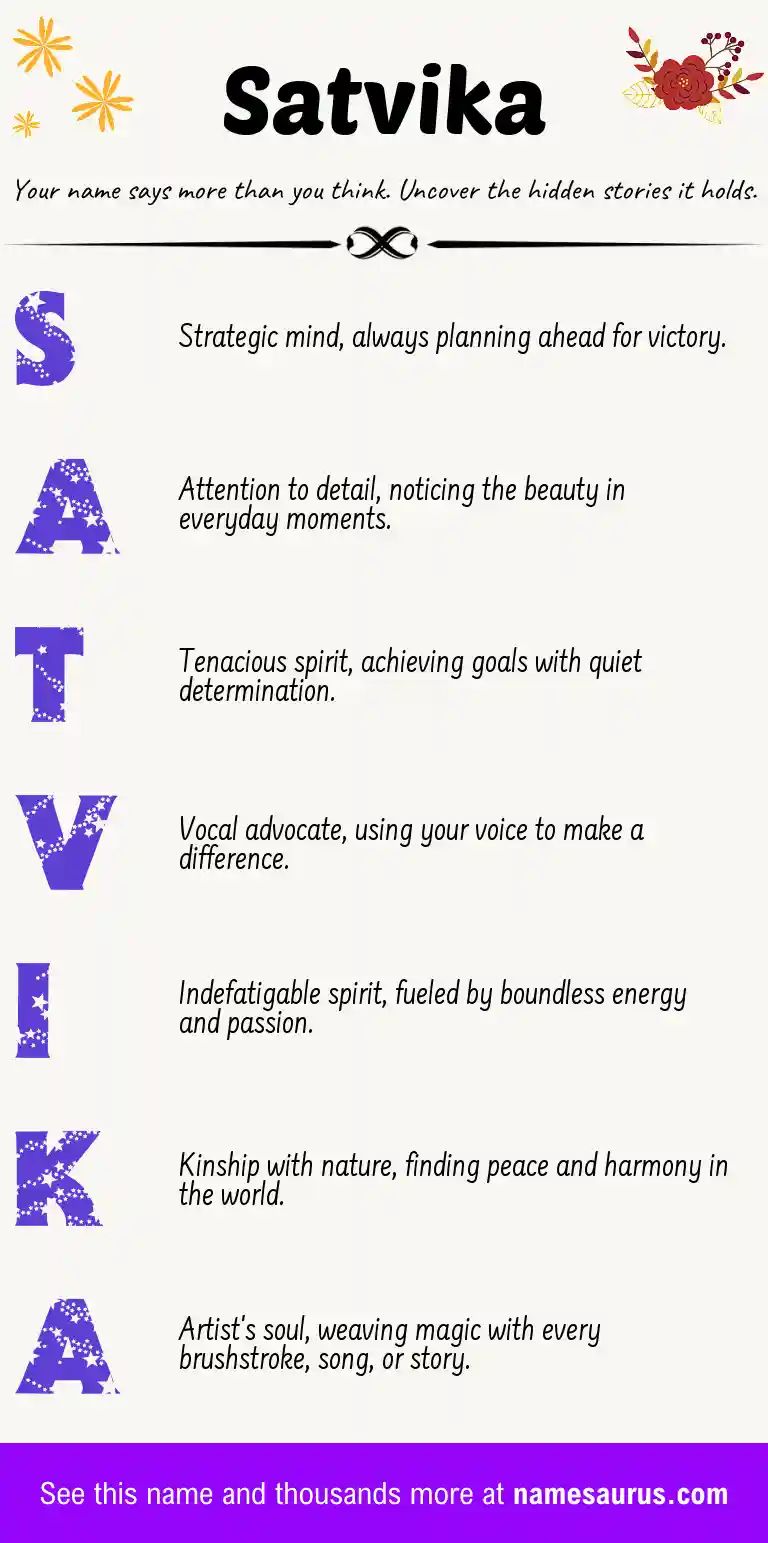 Acrostic poem about Satvika.