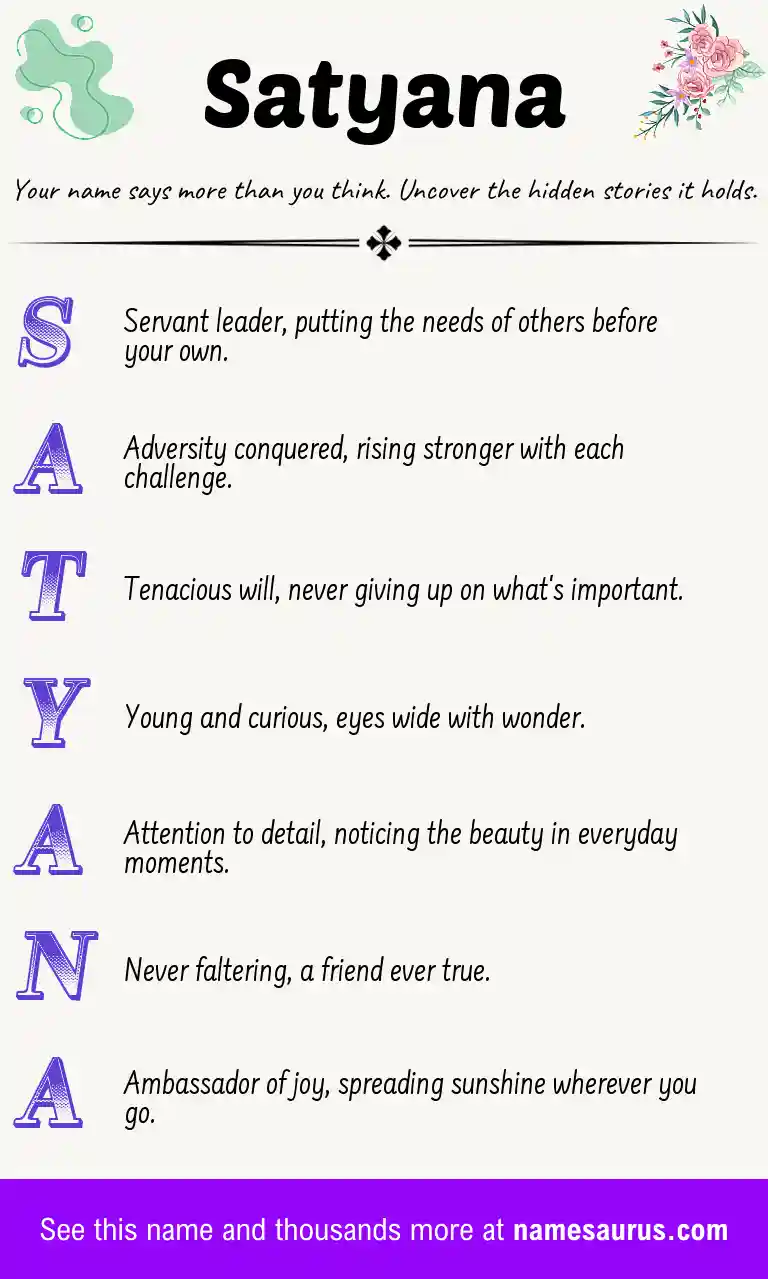 Acrostic poem about Satyana.