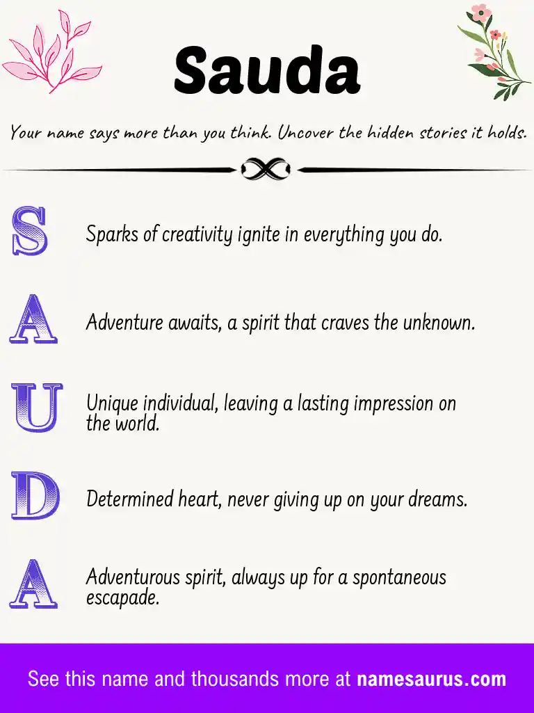 Acrostic poem about Sauda.
