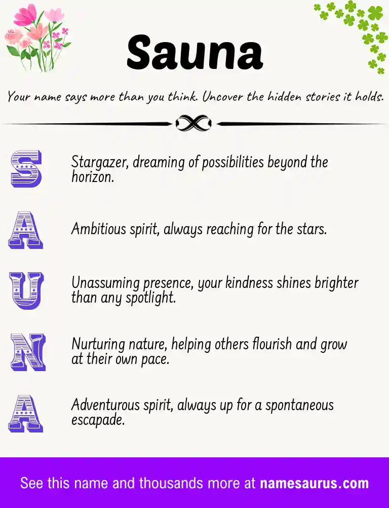 Acrostic poem about Sauna.