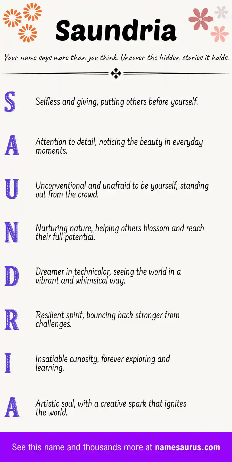 Acrostic poem about Saundria.