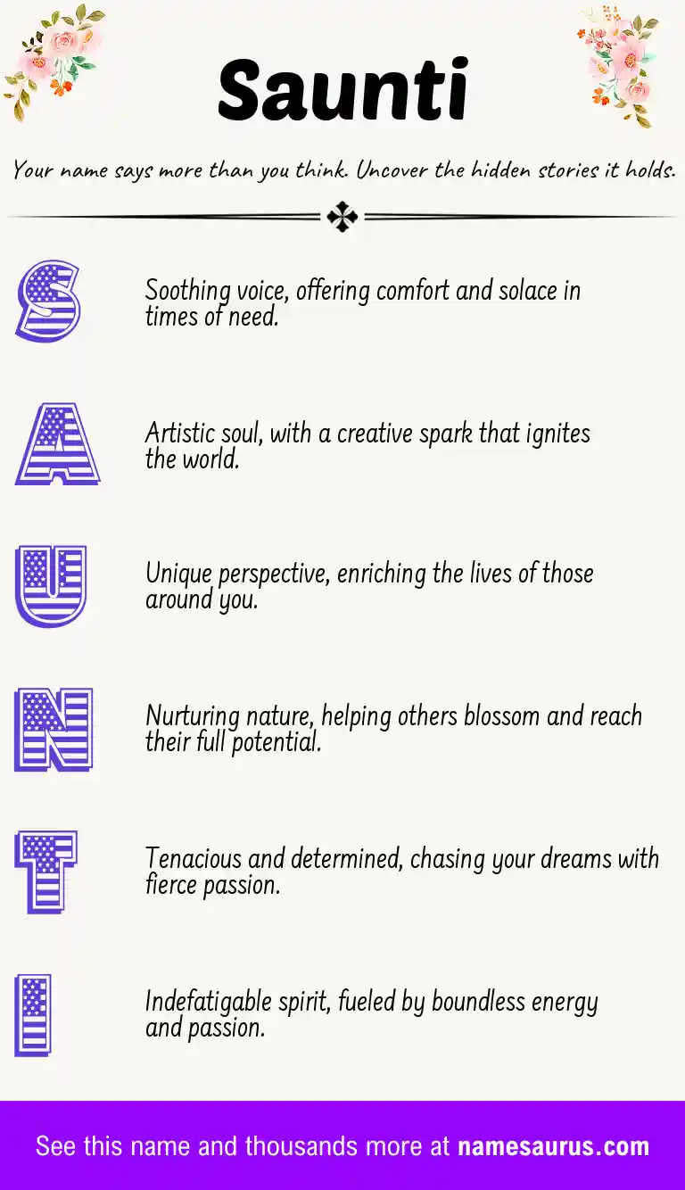 Acrostic poem about Saunti.