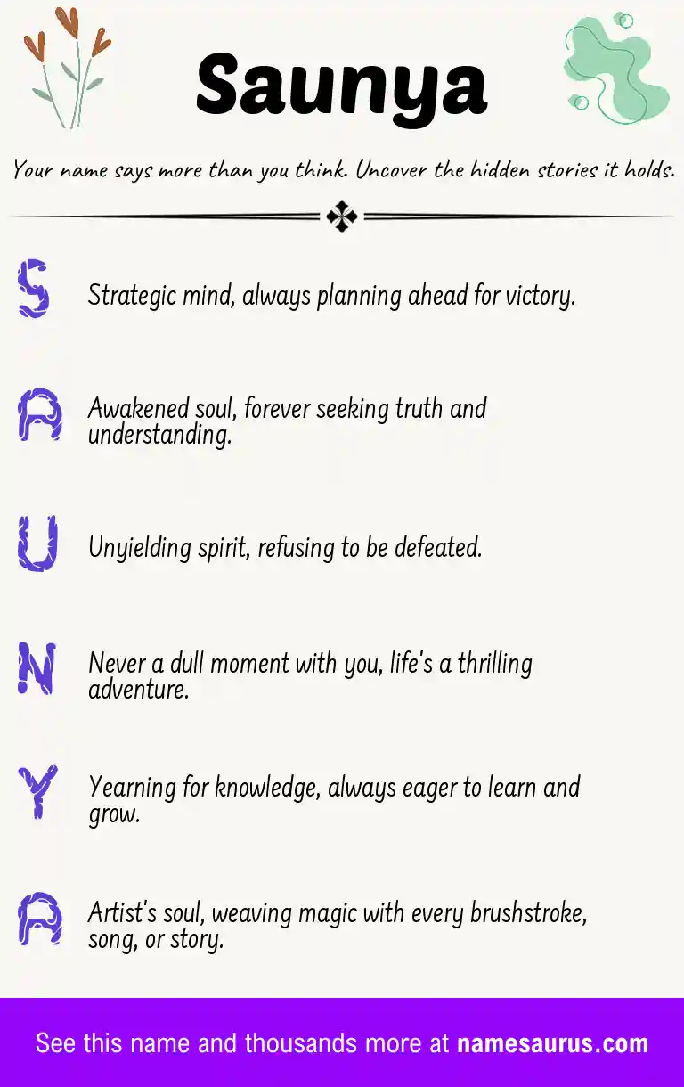 Acrostic poem about Saunya.