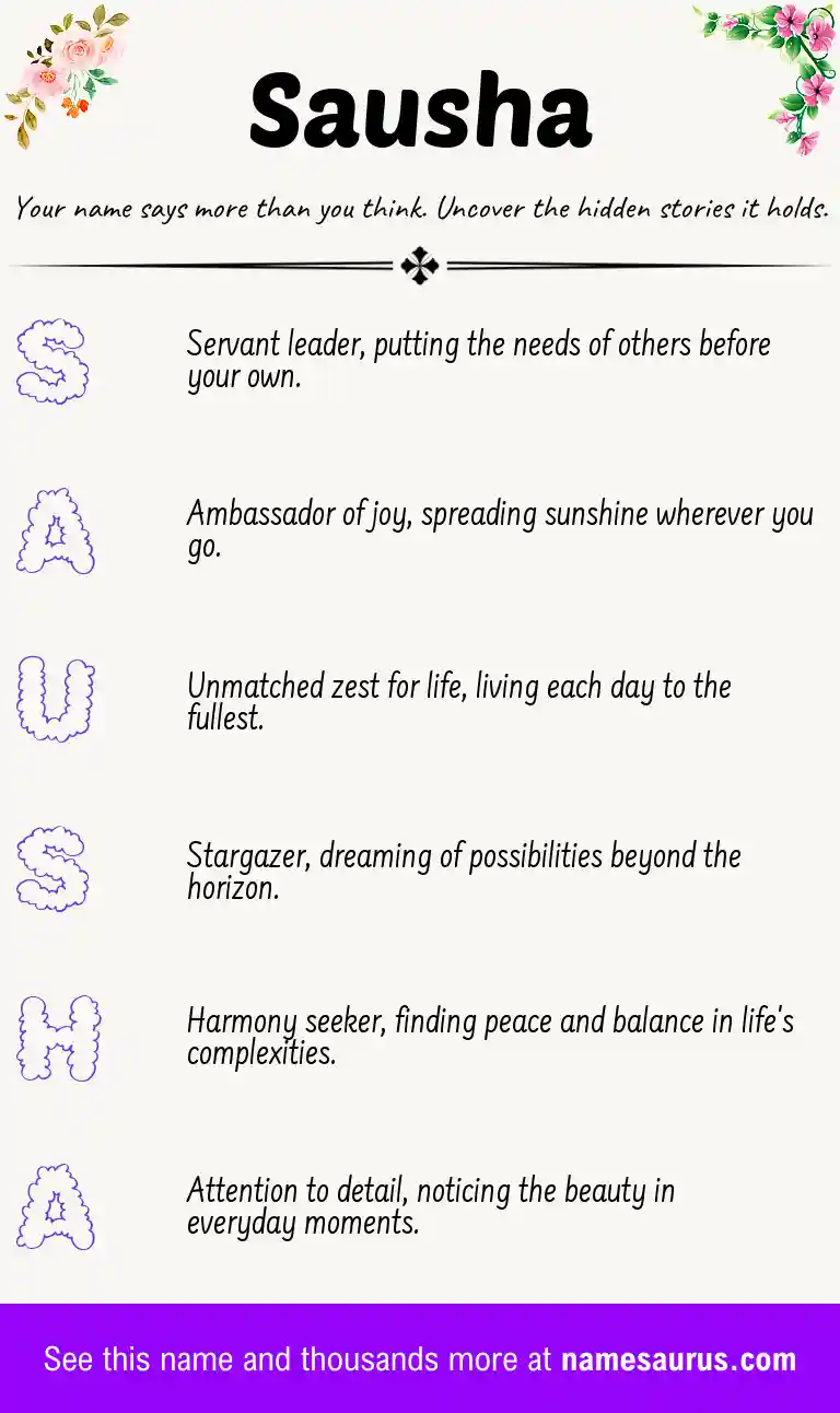 Acrostic poem about Sausha.