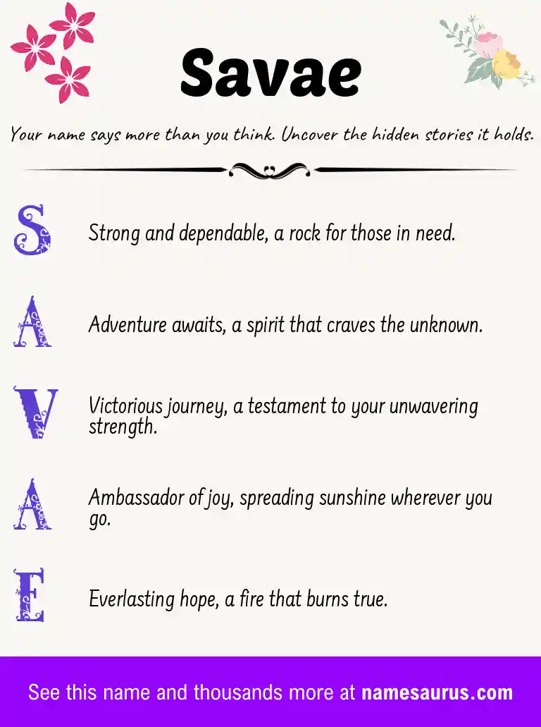 Acrostic poem about Savae.