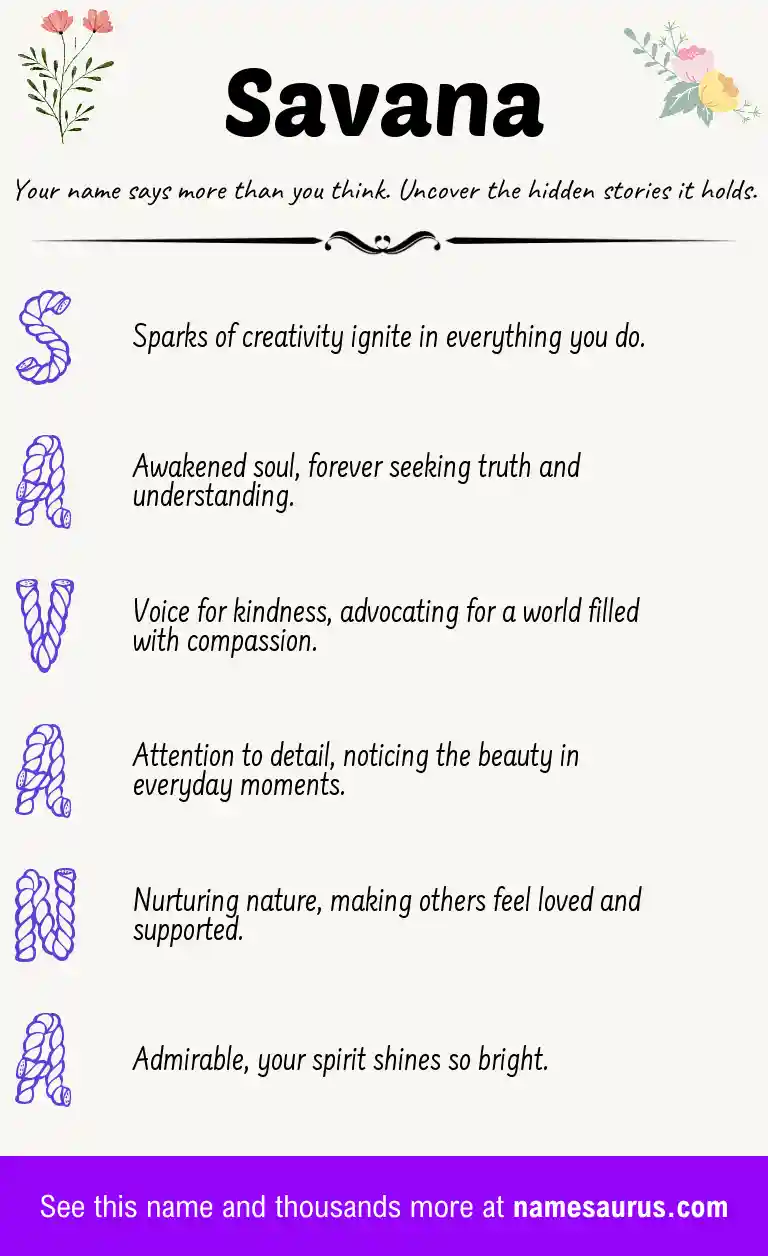 Acrostic poem about Savana.