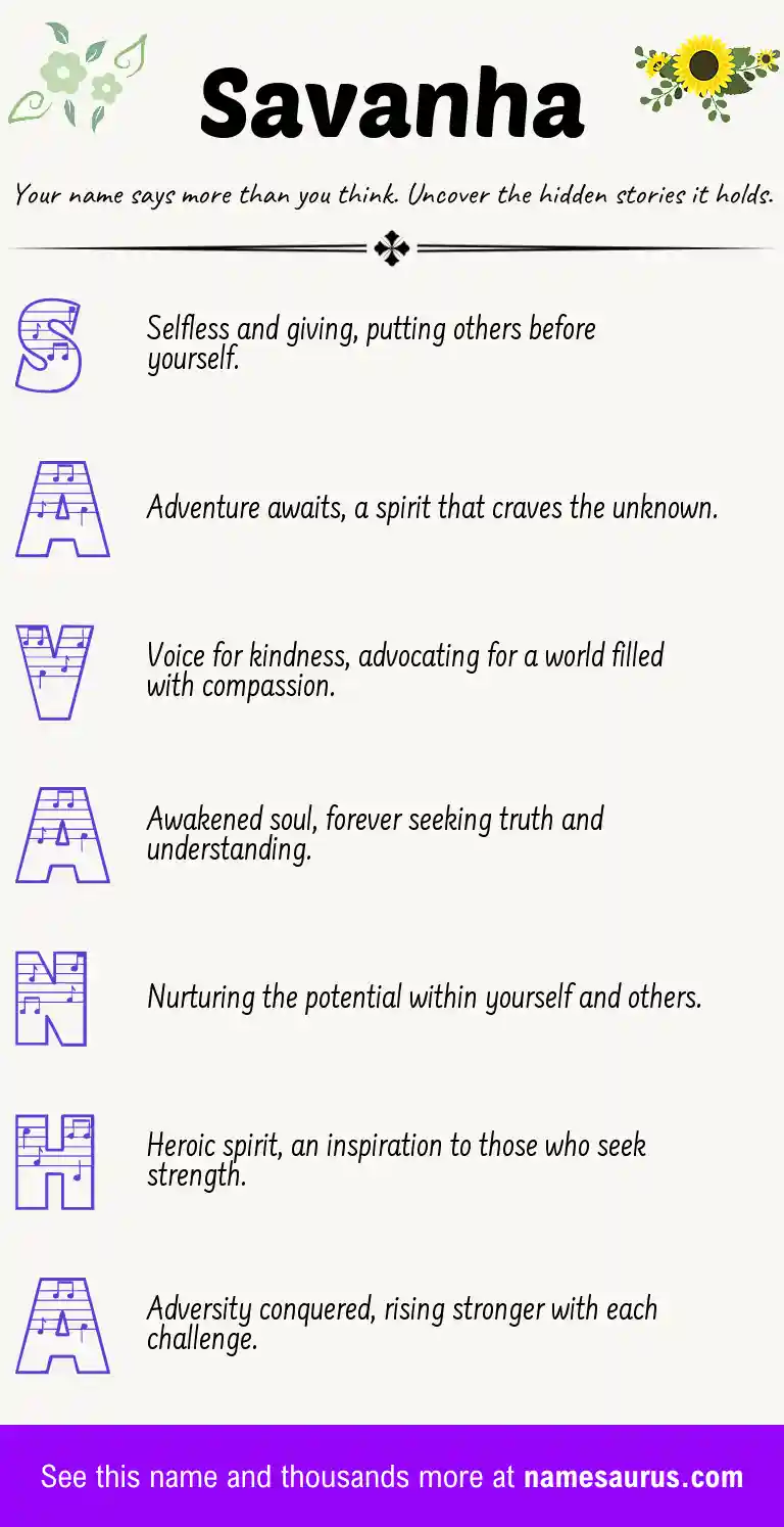 Acrostic poem about Savanha.