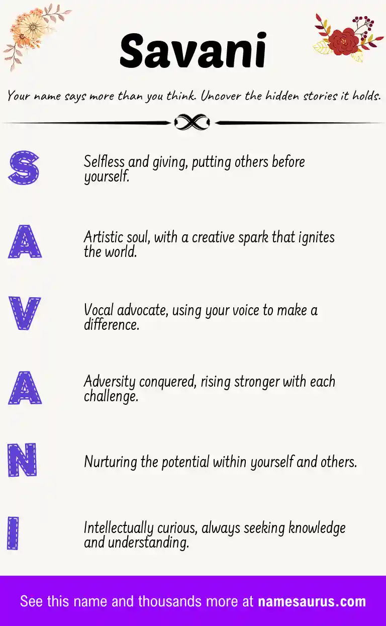 Acrostic poem about Savani.