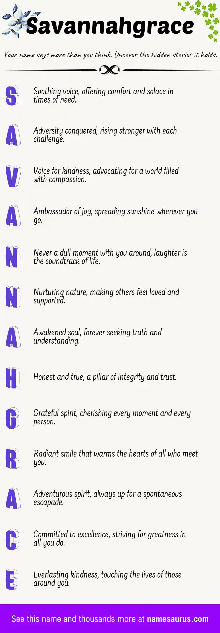 Acrostic poem about Savannahgrace.