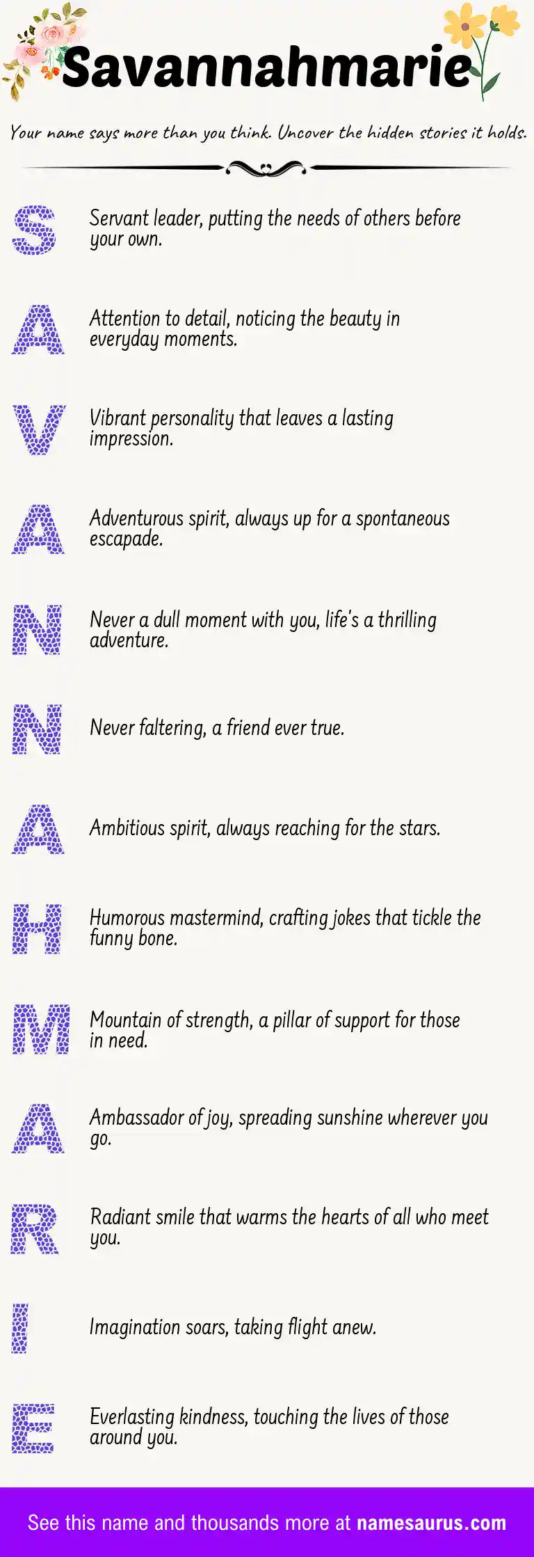 Acrostic poem about Savannahmarie.