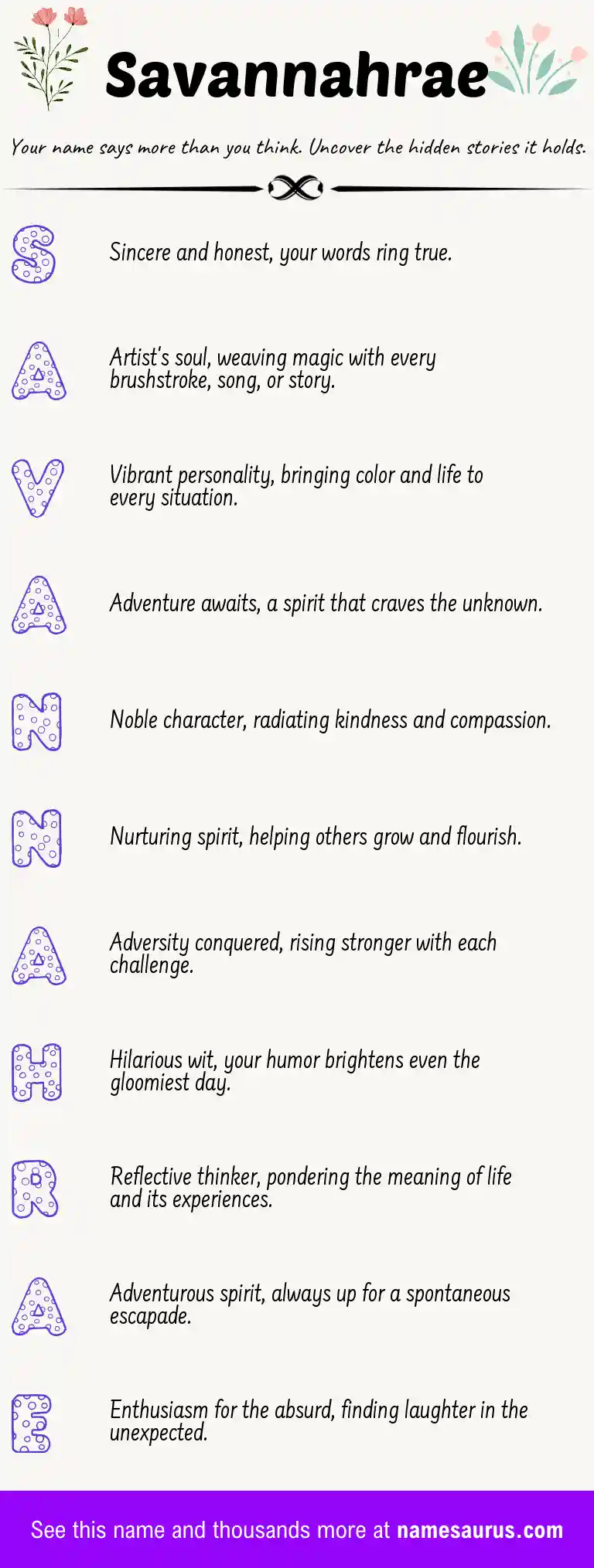 Acrostic poem about Savannahrae.