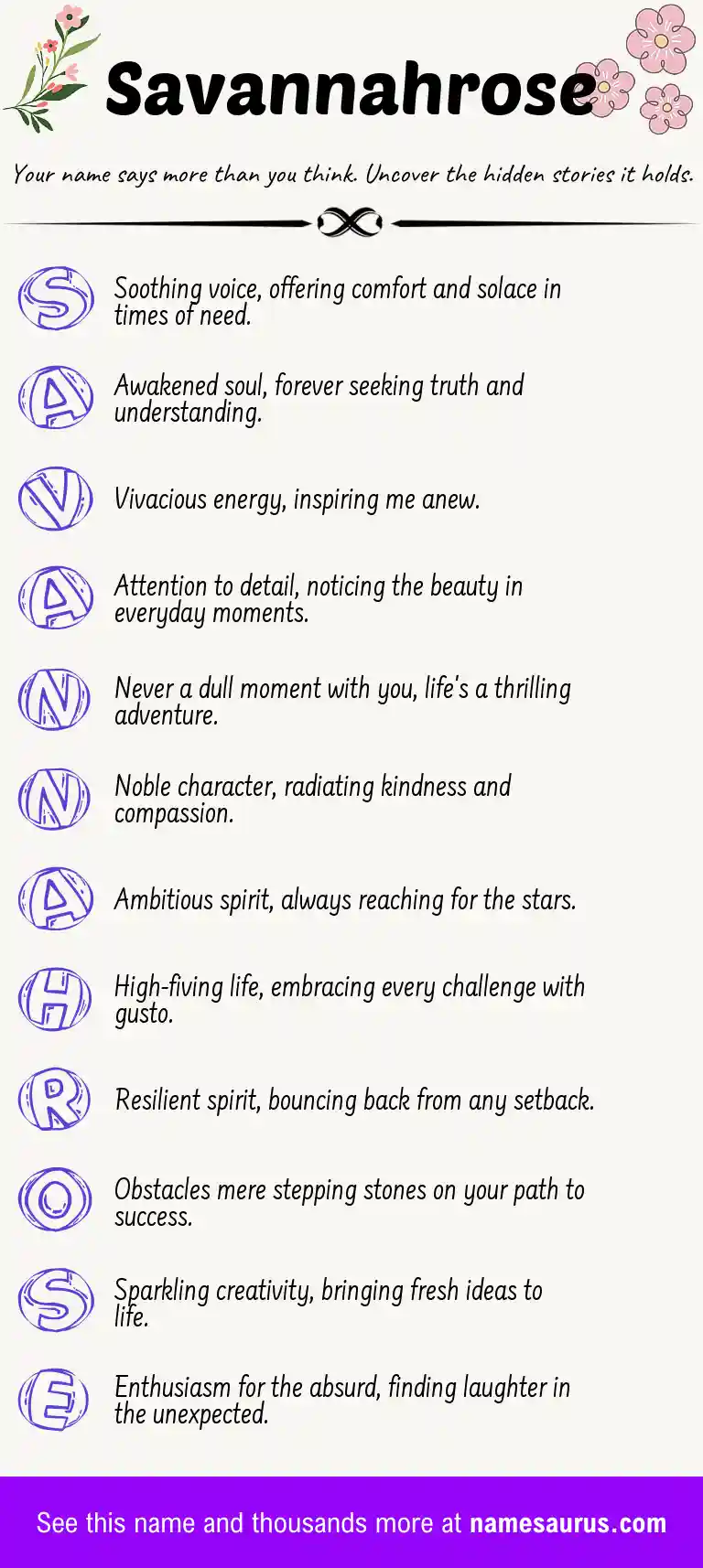 Acrostic poem about Savannahrose.