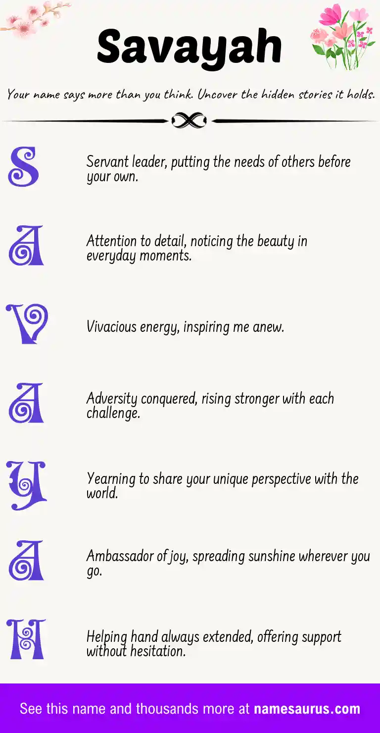 Acrostic poem about Savayah.