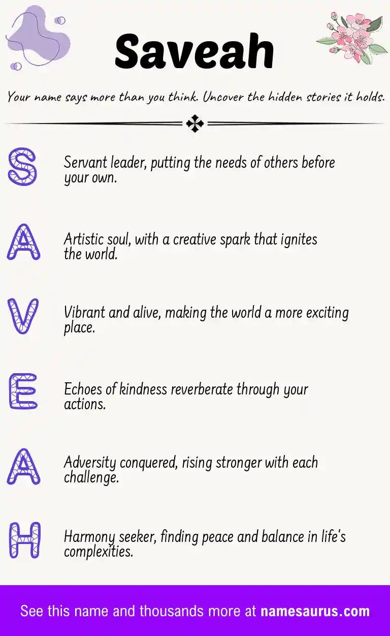 Acrostic poem about Saveah.