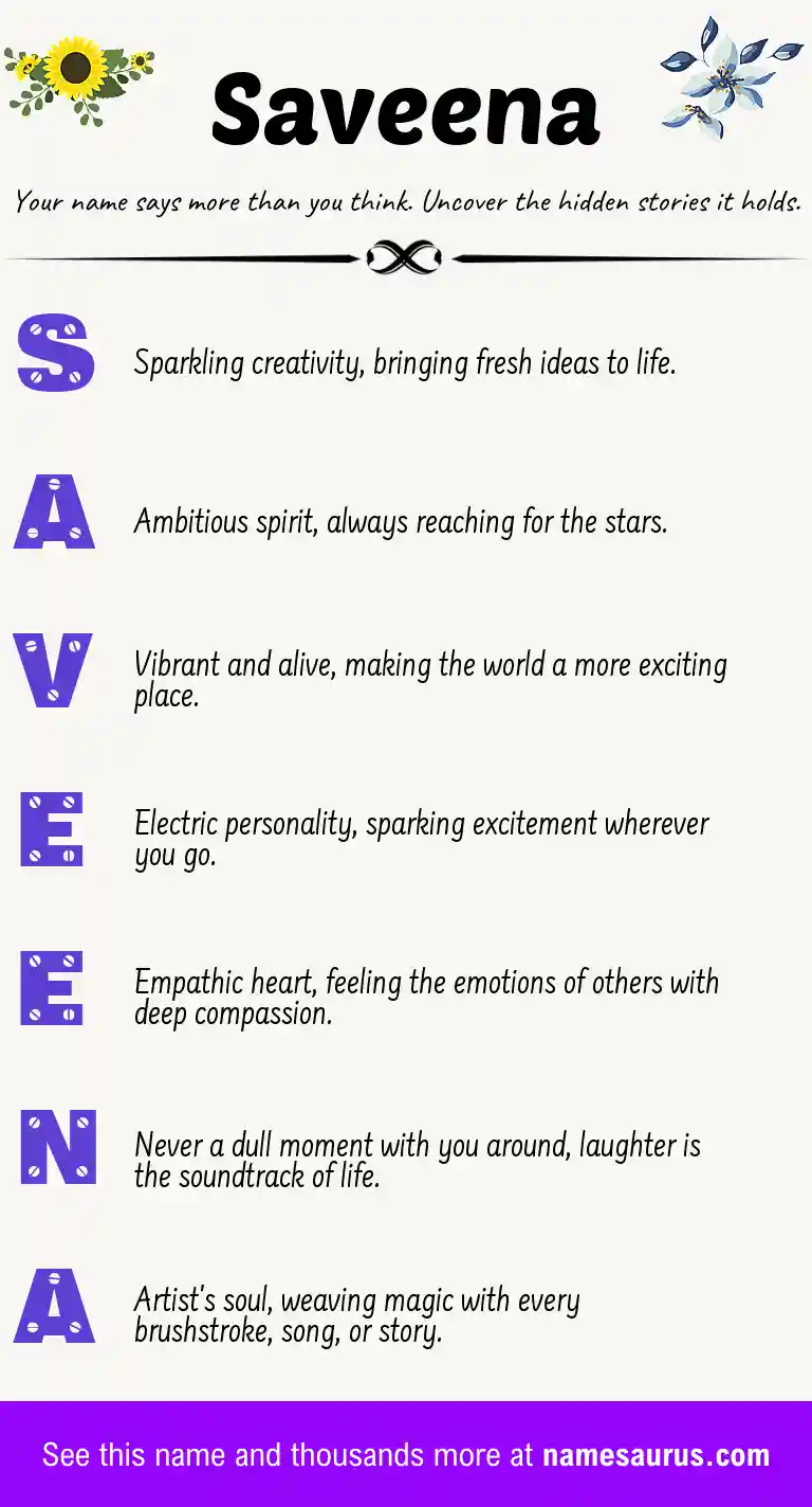 Acrostic poem about Saveena.