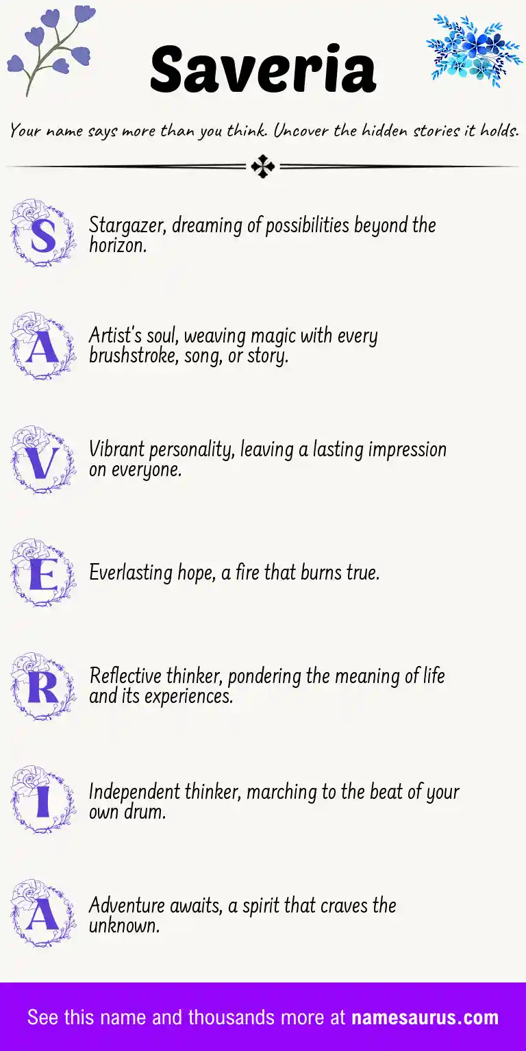Acrostic poem about Saveria.