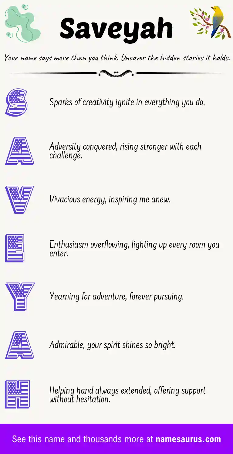 Acrostic poem about Saveyah.